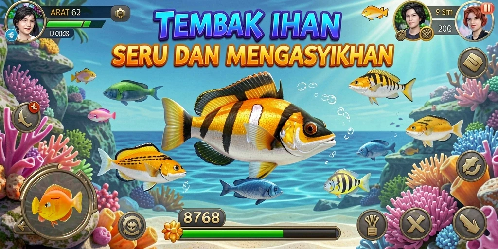 Tampilan seru dari gameplay Tembak Ikan di 8768.