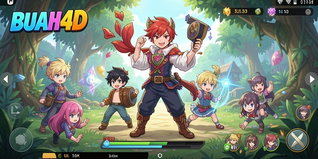 Gameplay seru BUAH4D menampilkan karakter anime di aksi.