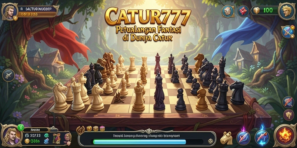 Screenshot utama CATUR777 menampilkan aksi strategi catur yang mendebarkan.