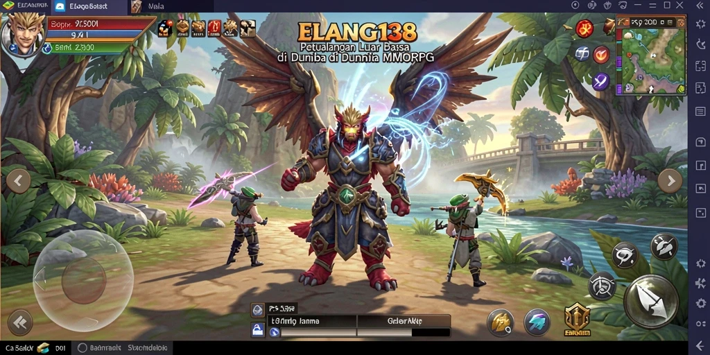 Screenshot gameplay <strong>ELANG138</strong> yang menunjukkan pertarungan seru di dunia MMORPG.