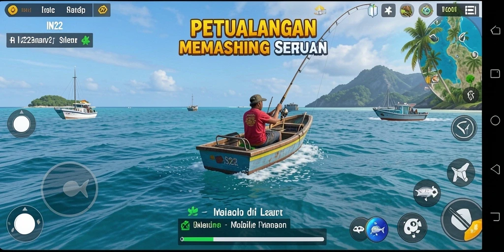 Screenshot dari gameplay <strong>IN22</strong> yang menampilkan suasana memancing yang menakjubkan.
