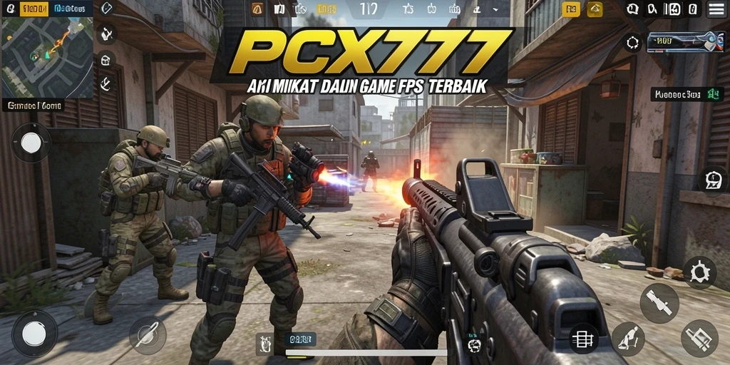 Tampilan seru gameplay PCX777 dalam pertempuran FPS.