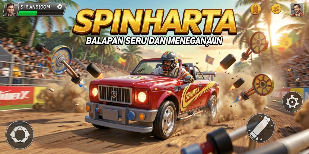 Tampilan gameplay balapan menegangkan di SPINHARTA.
