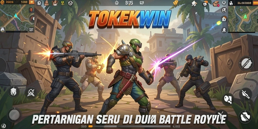 Screeshot gameplay intens dalam pertempuran Battle Royale TOKEKWIN.